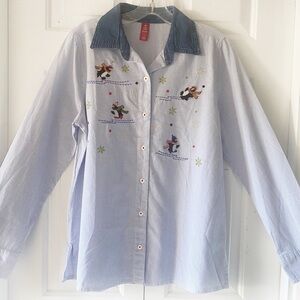 Holiday Time Womens Penguin Ugly Christmas Shirt S